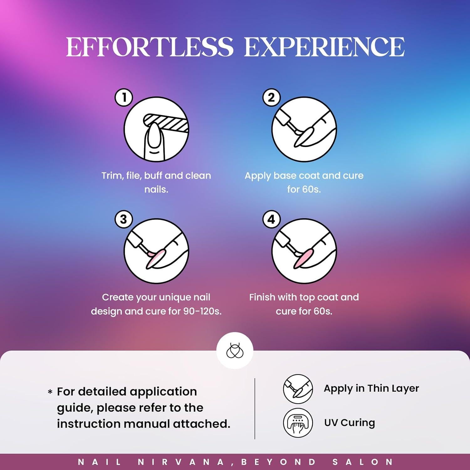 Set de Uñas de Gel Beetles Cat Eye 39 Pcs - 36 Colores