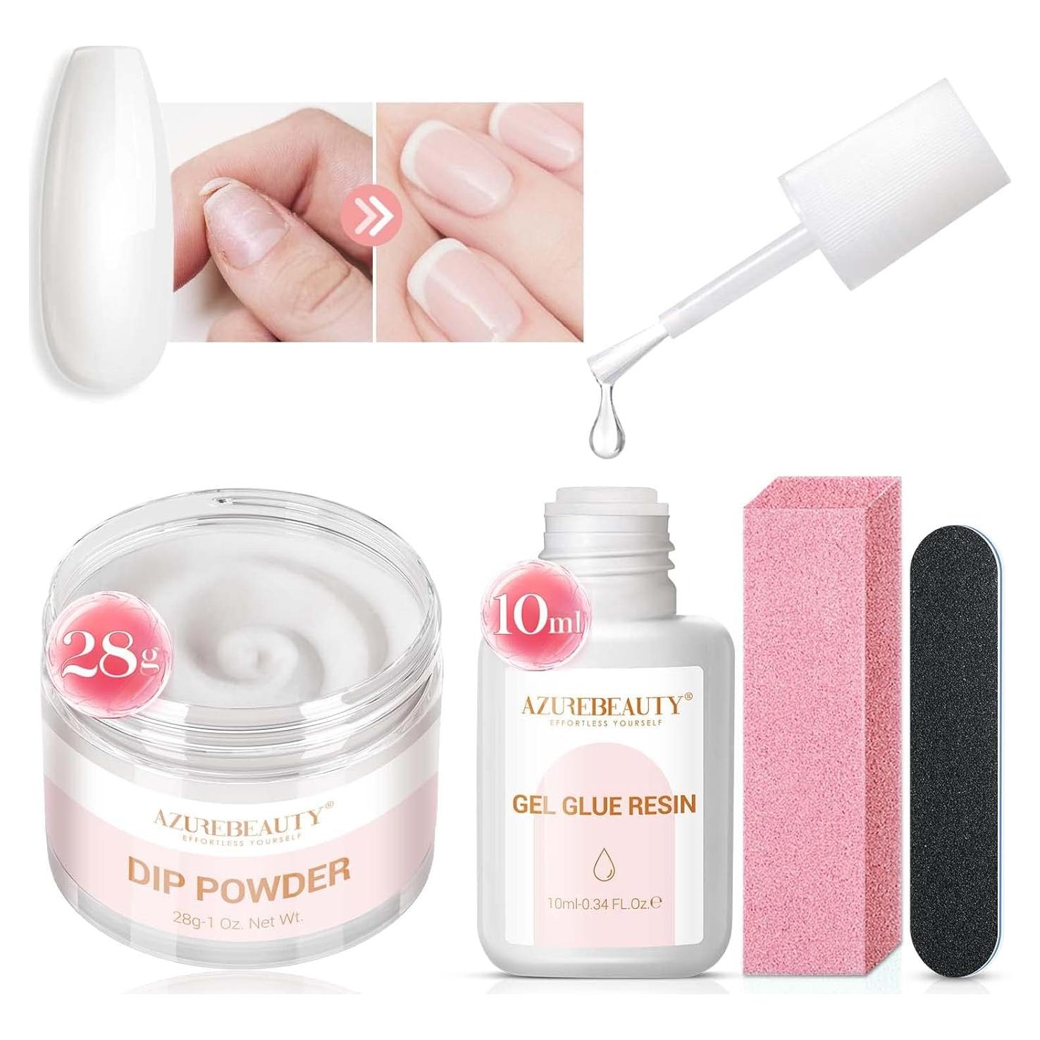 Kit de Reparación de Uñas AZUREBEAUTY - Polvo 28g, Pegamento 10ml