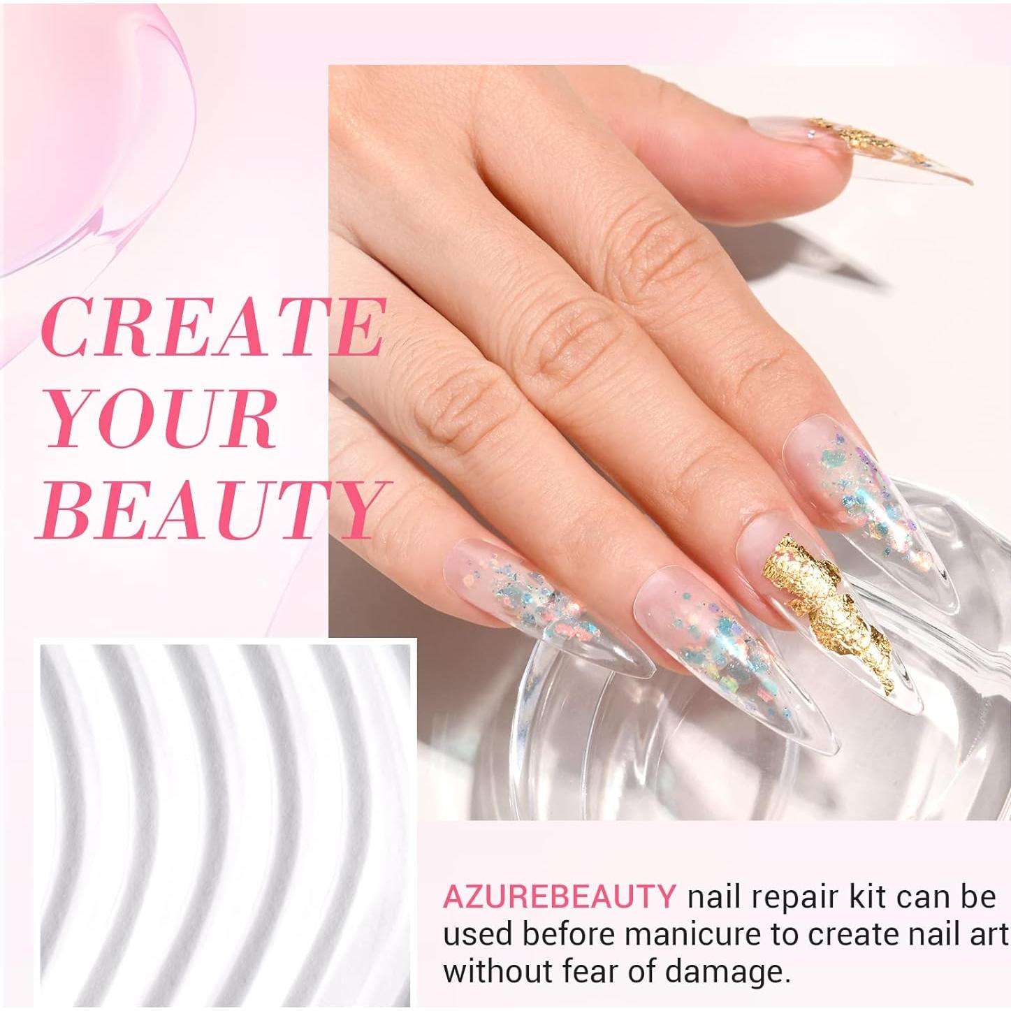 Kit de Reparación de Uñas AZUREBEAUTY - Polvo 28g, Pegamento 10ml