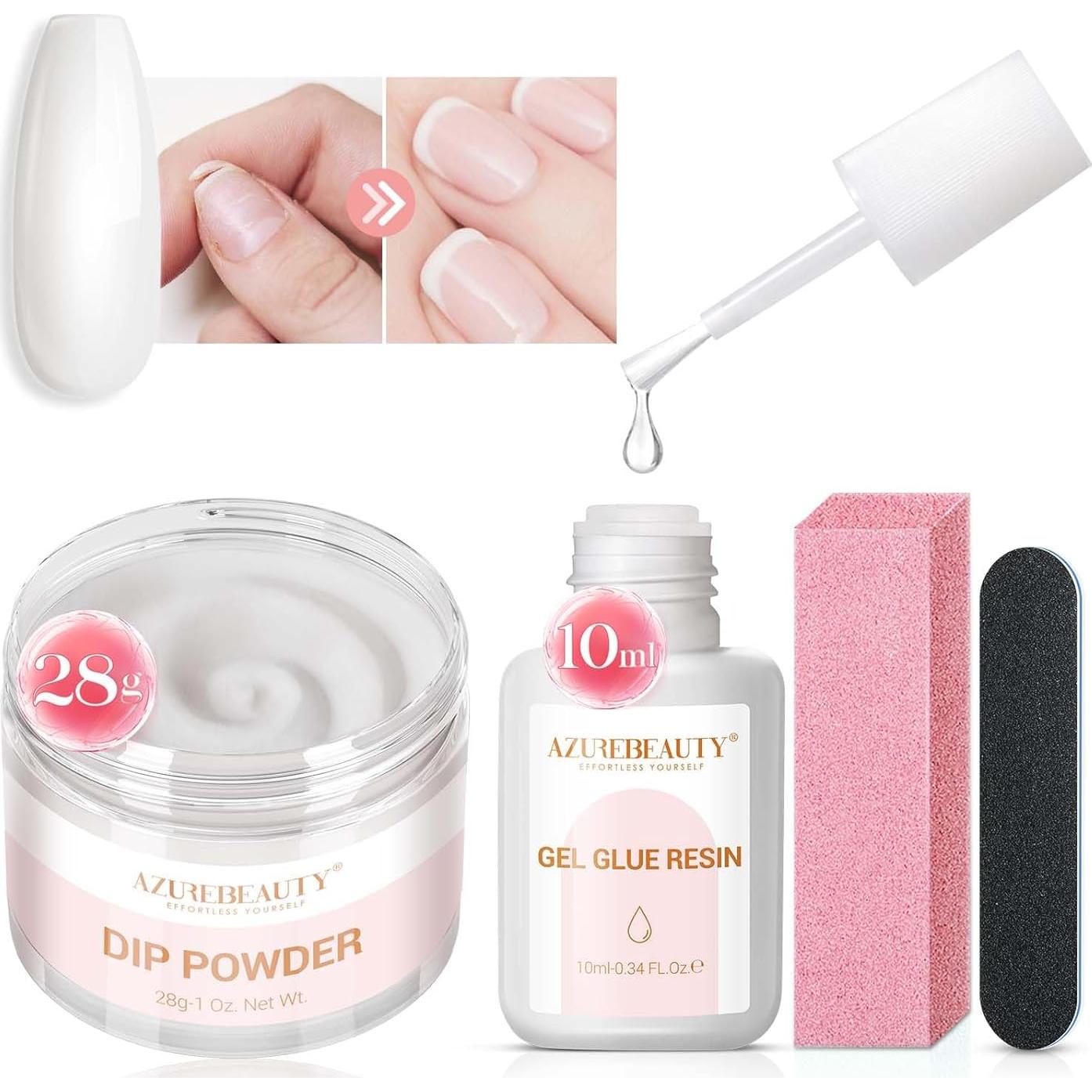 Kit de Reparación de Uñas AZUREBEAUTY - Polvo 28g, Pegamento 10ml