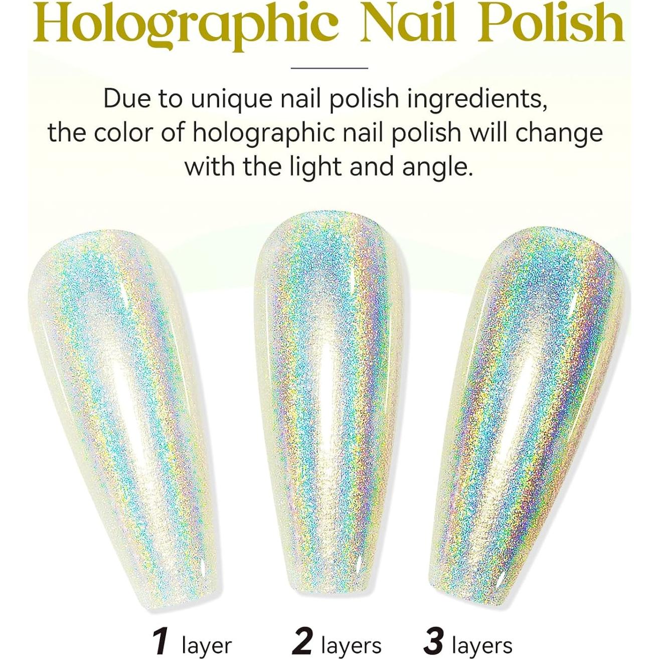 Esmalte de Uñas Holográfico MIZHSE 15 ml Secado Rápido