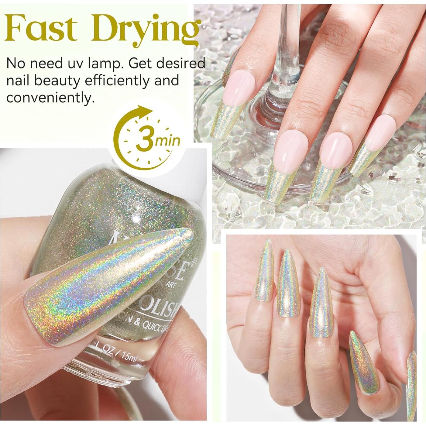 Esmalte de Uñas Holográfico MIZHSE 15 ml Secado Rápido