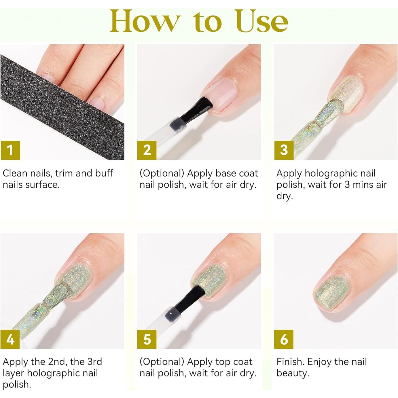 Esmalte de Uñas Holográfico MIZHSE 15 ml Secado Rápido