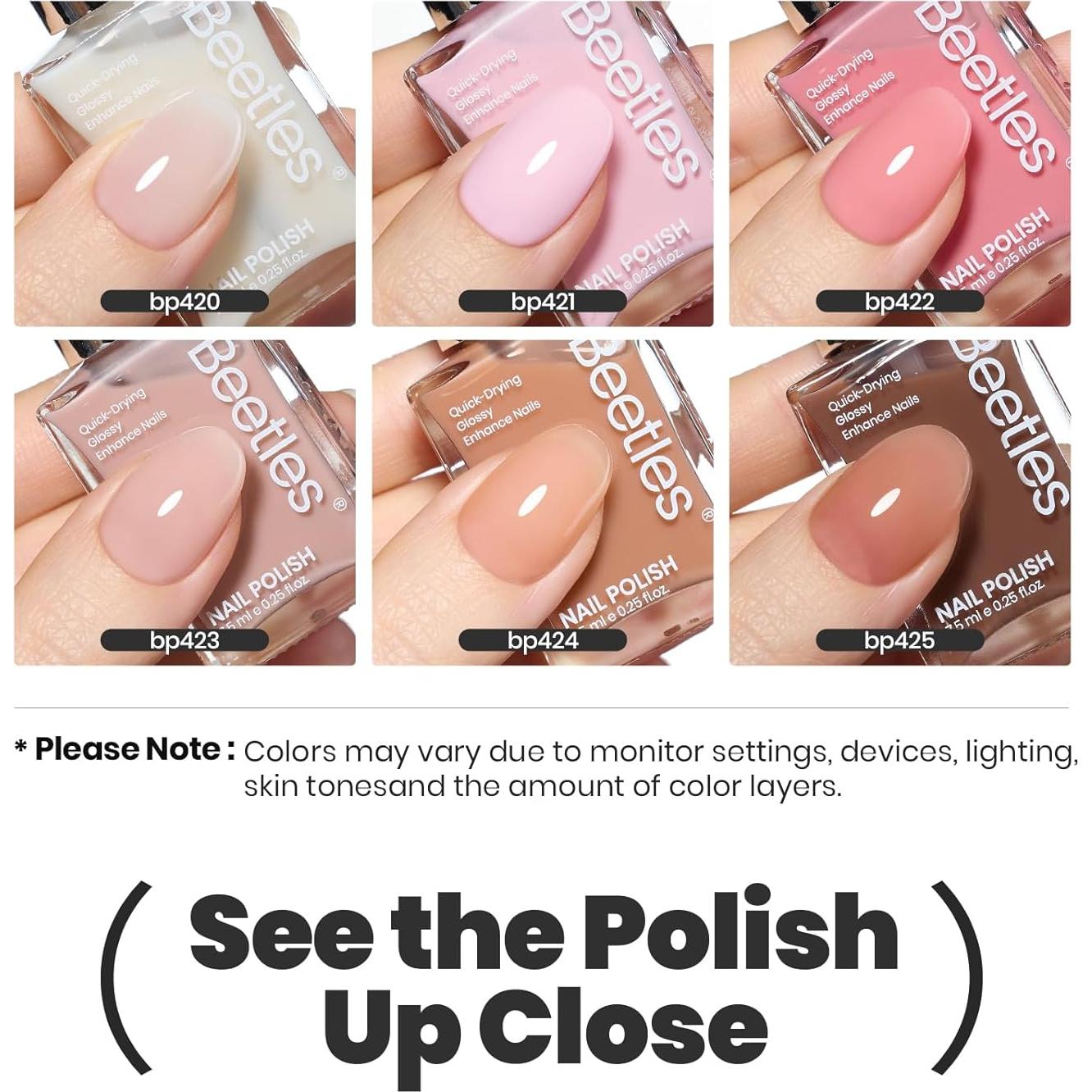 Set de Esmalte de Uñas Beetles 6 Colores Secado Rápido