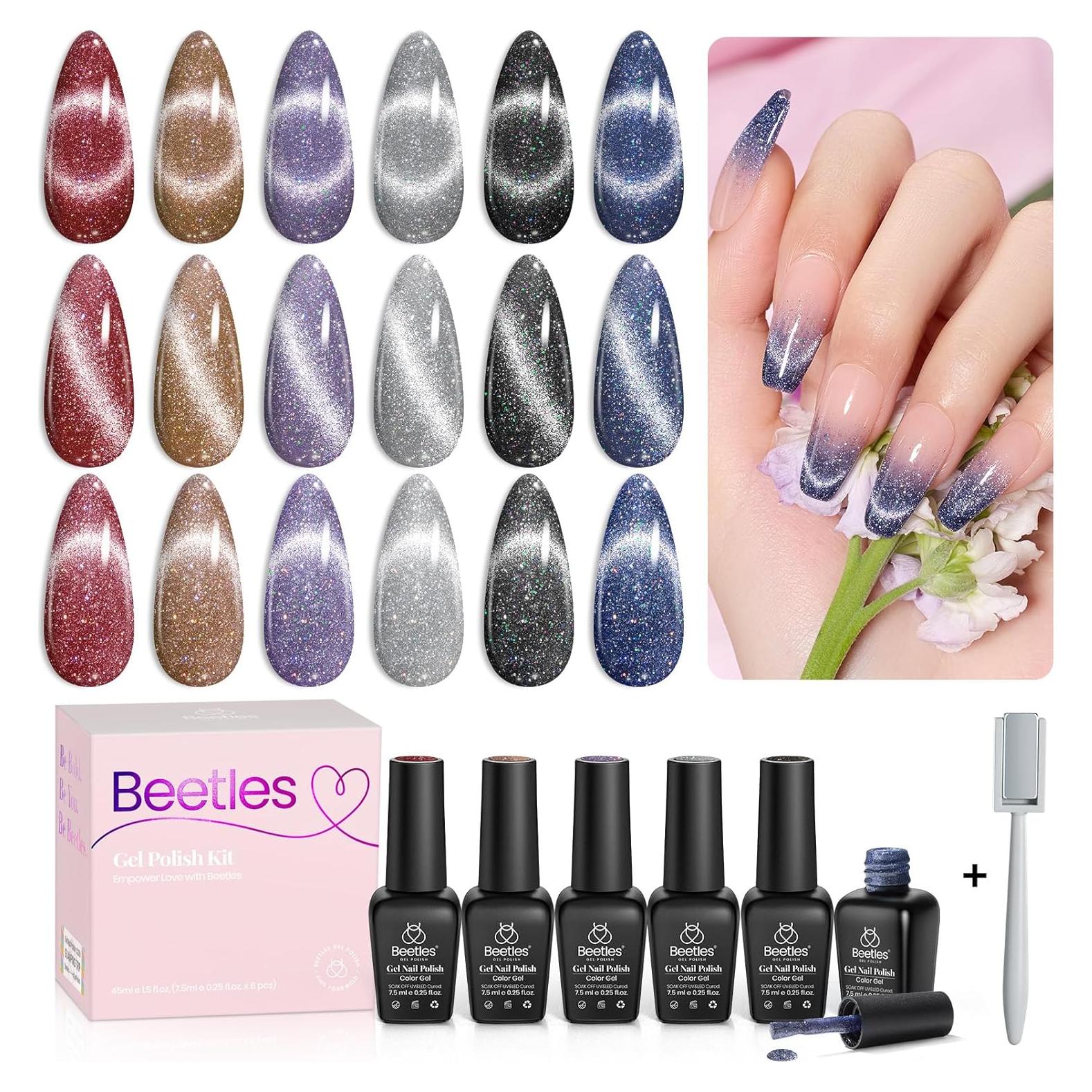 Set de Esmalte de Uñas Gel Ojo de Gato Beetles 6 Colores