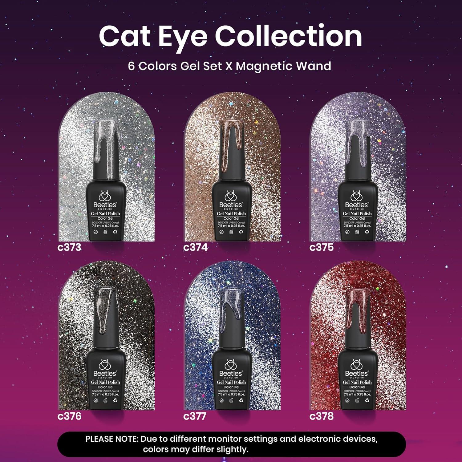 Set de Esmalte de Uñas Gel Ojo de Gato Beetles 6 Colores