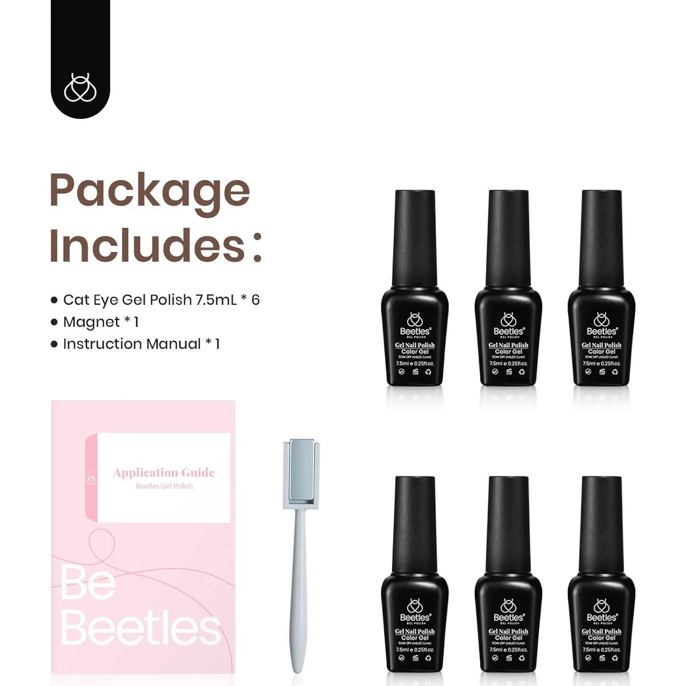 Set de Esmalte de Uñas Gel Ojo de Gato Beetles 6 Colores