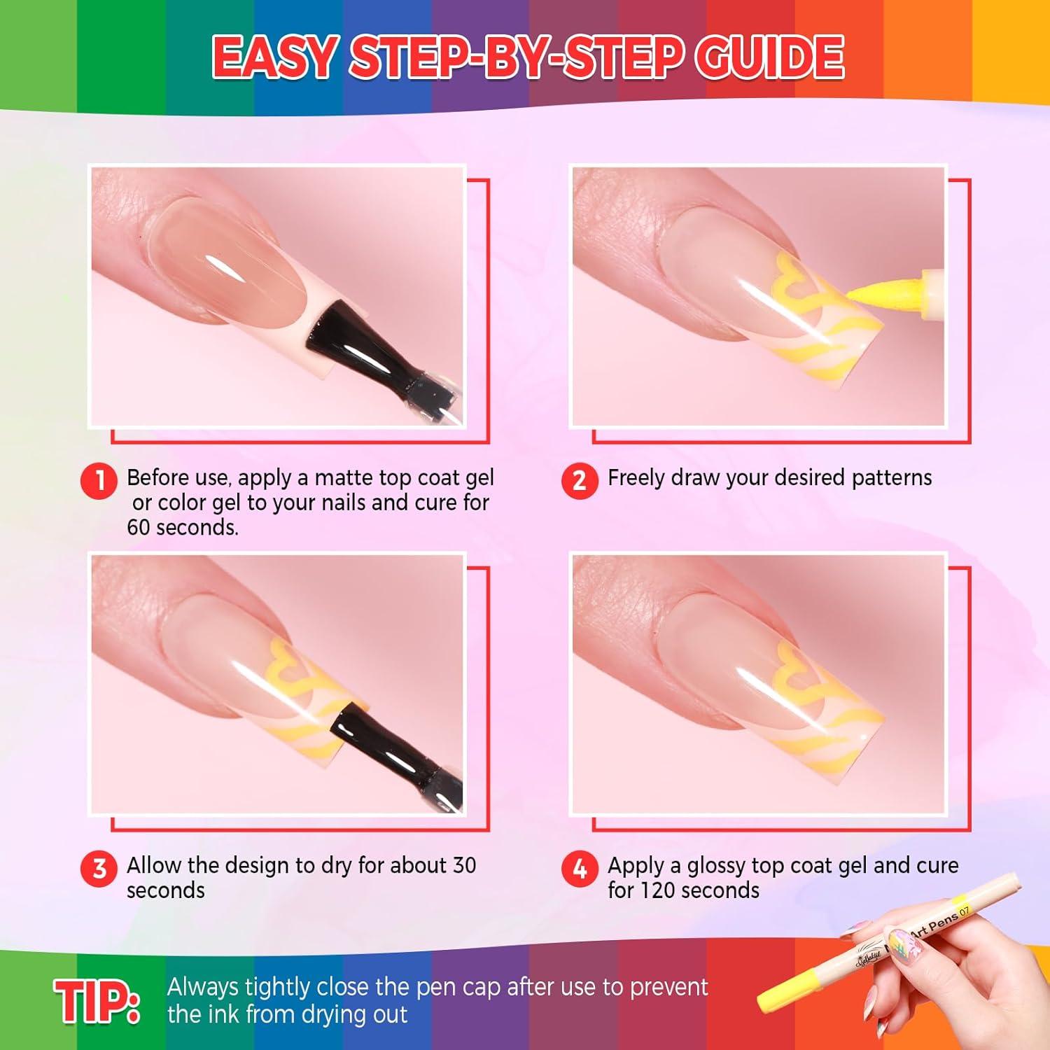 Juego de 6 Lápices de Arte para Uñas GELLAKTIK - Secado Rápido