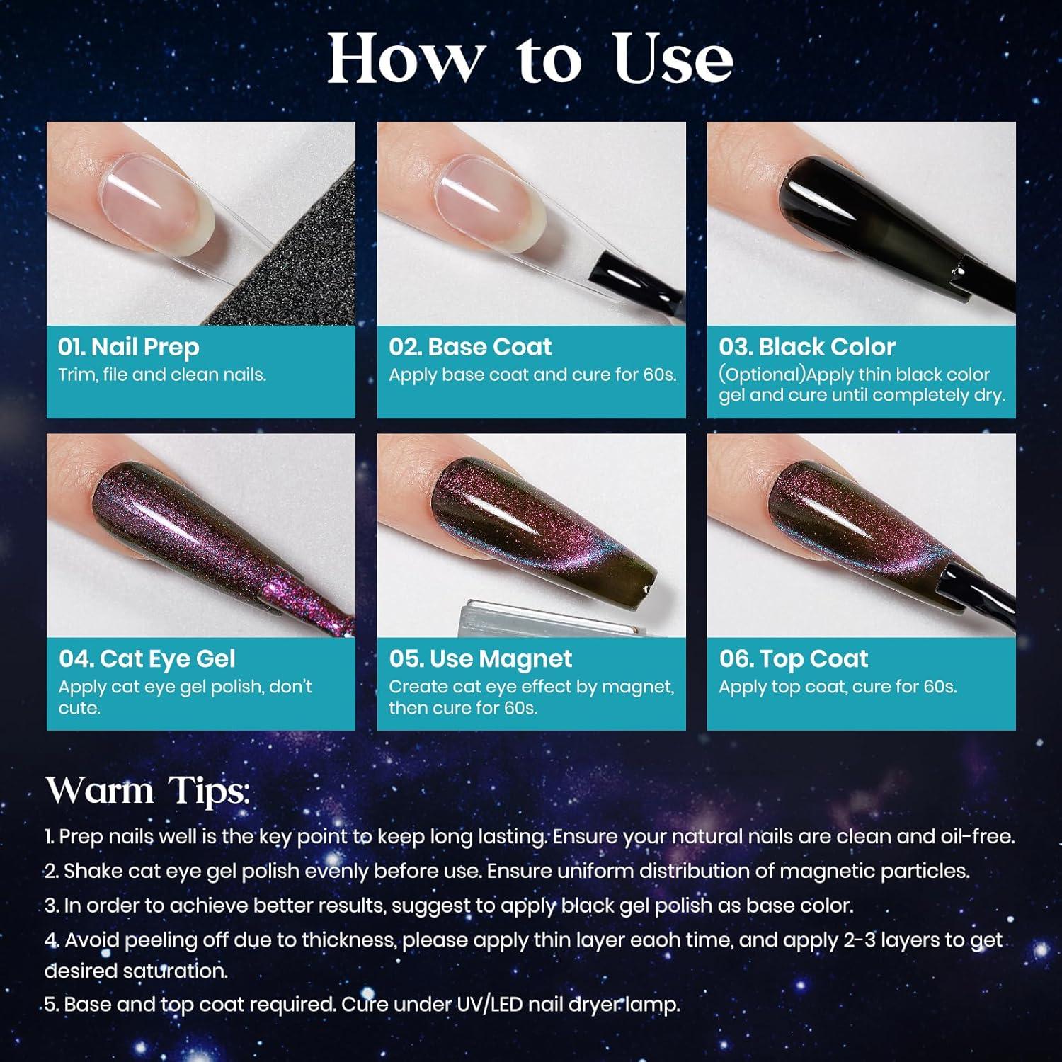 Set de 8 Esmaltes de Uñas en Gel Ojo de Gato MIZHSE 9D