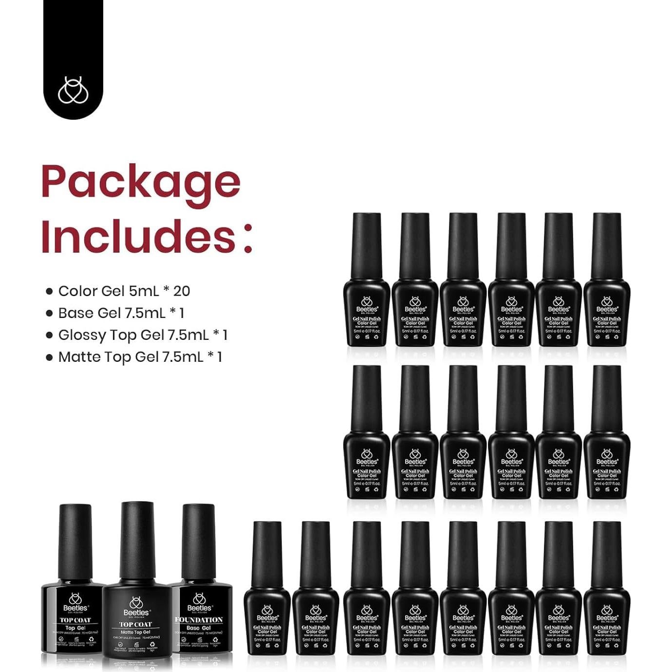Set de Esmalte de Uñas en Gel Beetles 23 Piezas Rosa Nude