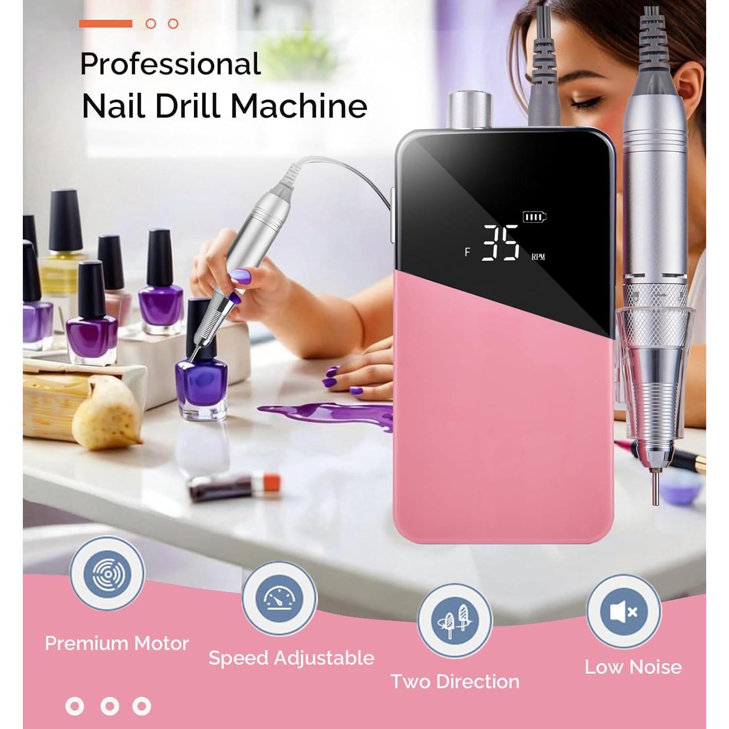 Taladro de Uñas Eléctrico Lumcrissy Rosa 35000 RPM Recargable