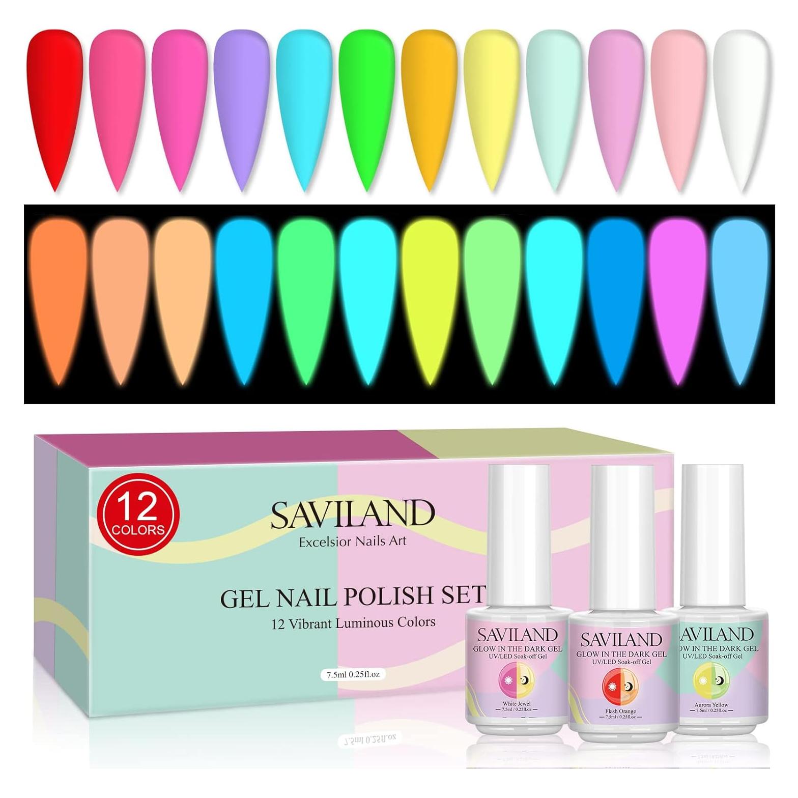 Set de Esmalte de Uñas en Gel Saviland - 12 Colores Luminiscentes