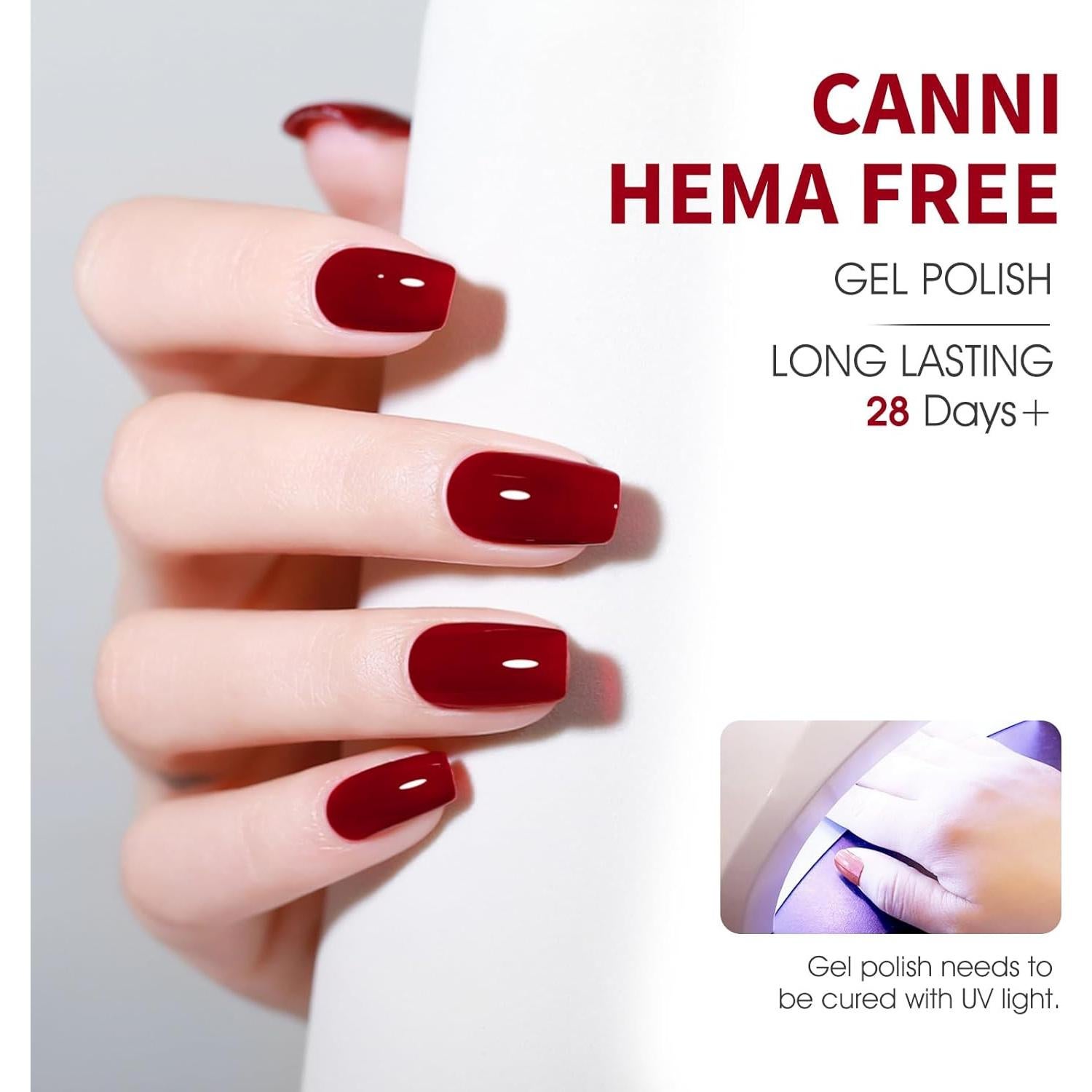 Set de 6 Esmaltes de Uñas en Gel CANNI 9 ML Rojo Cereza