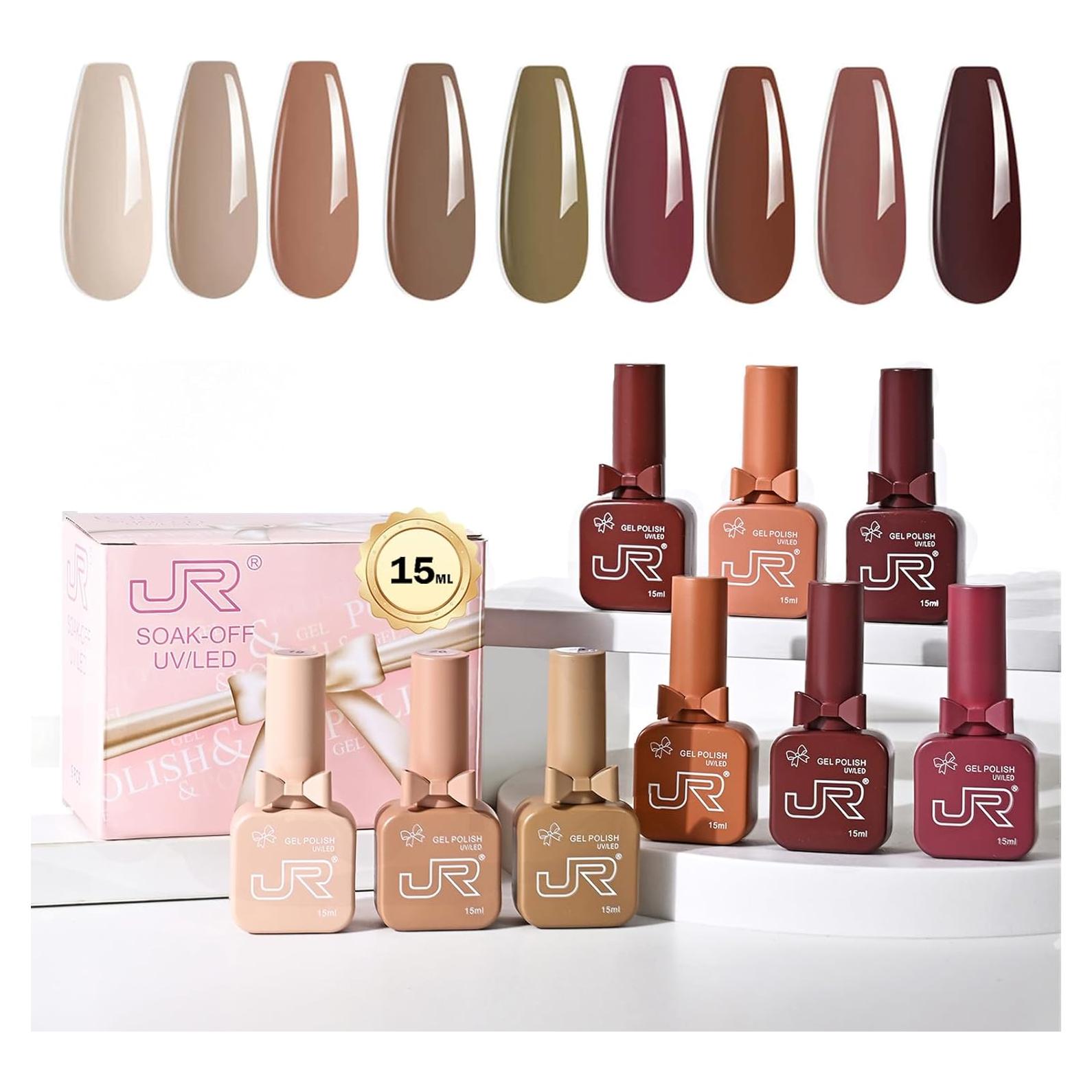 Set de Esmalte de Uñas en Gel JR 9 Colores 15ml Larga Duración