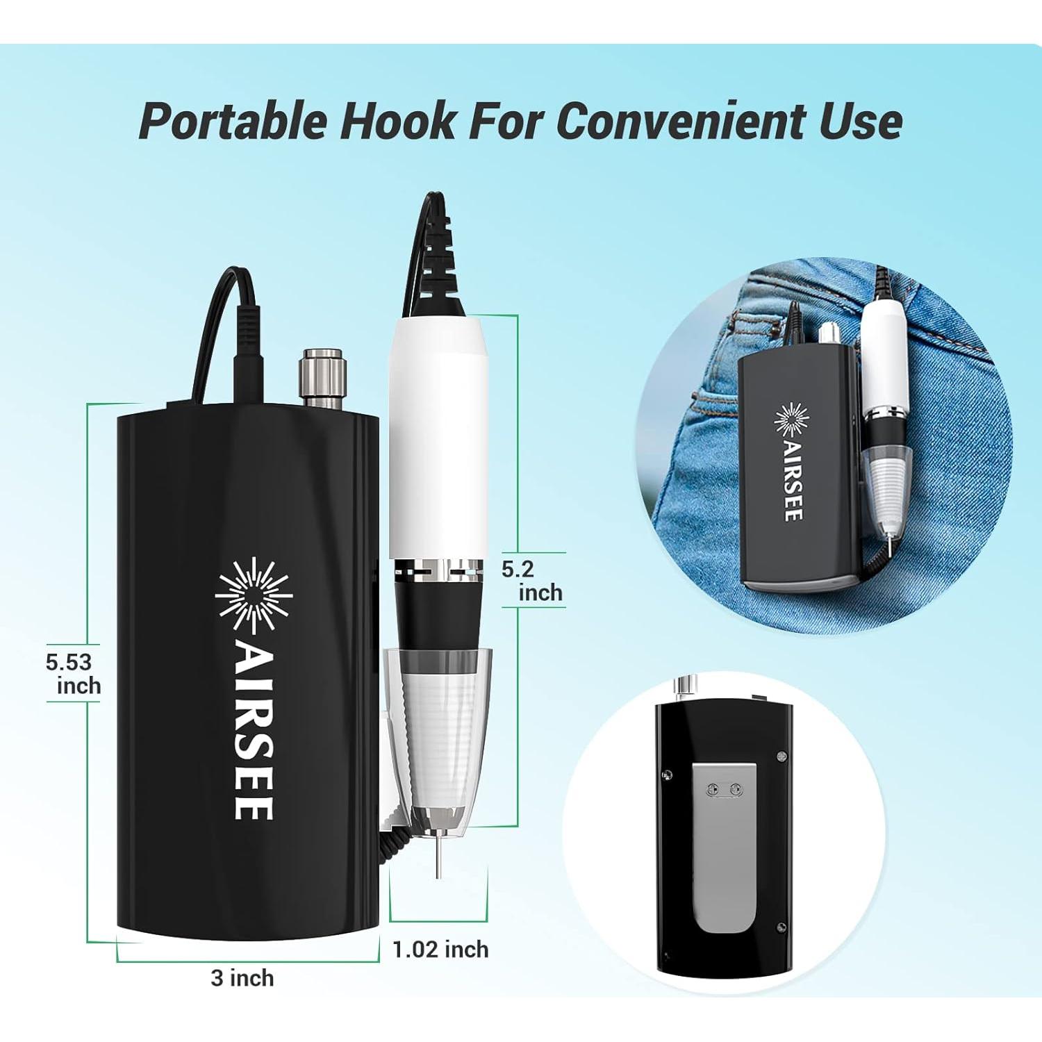 Taladro Eléctrico de Uñas AIRSEE Efile 30000 RPM Portátil