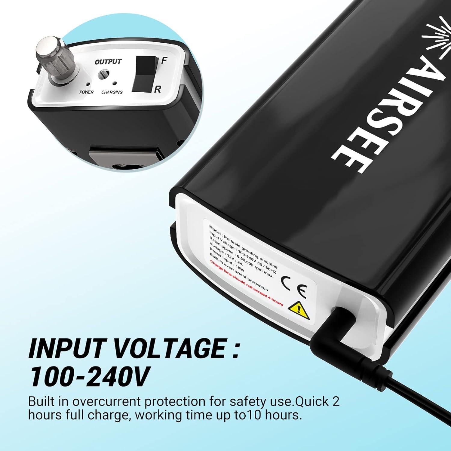 Taladro Eléctrico de Uñas AIRSEE Efile 30000 RPM Portátil