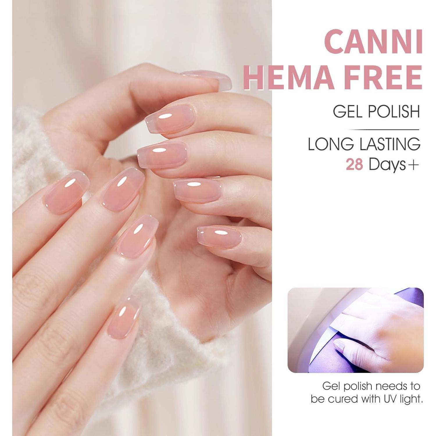 CANNI Kit de Gel de Uñas Nude Rosa 6 Pcs 9 ml Manicura
