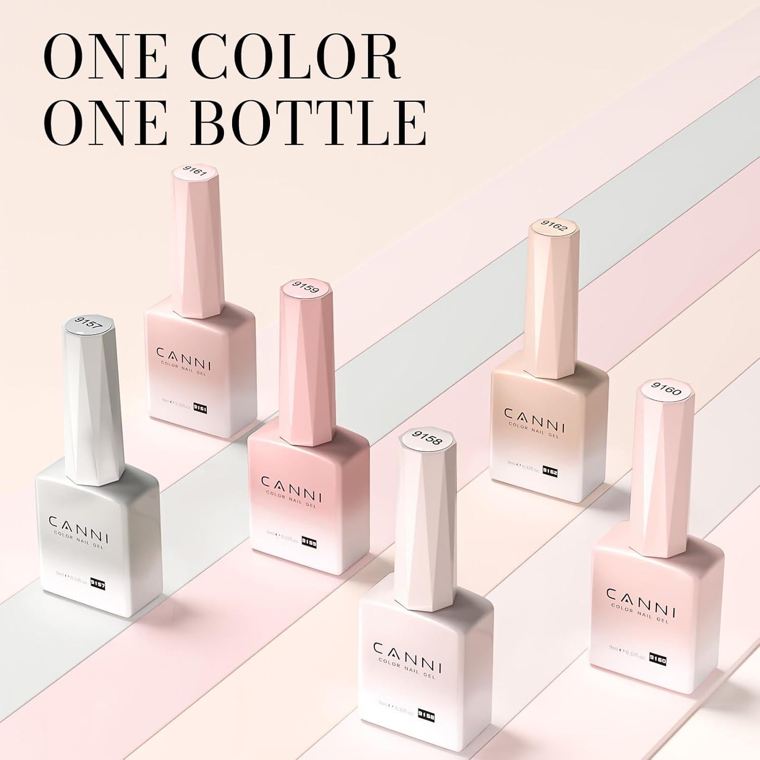 CANNI Kit de Gel de Uñas Nude Rosa 6 Pcs 9 ml Manicura