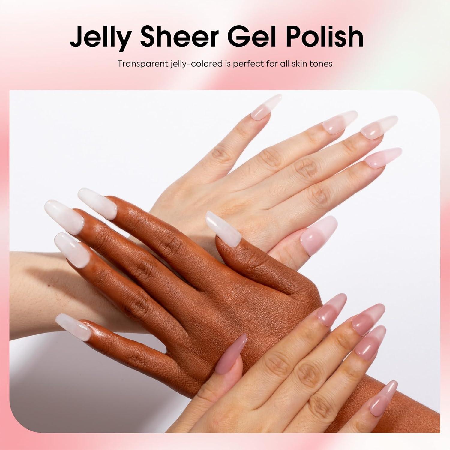 CANNI Kit de Gel de Uñas Nude Rosa 6 Pcs 9 ml Manicura