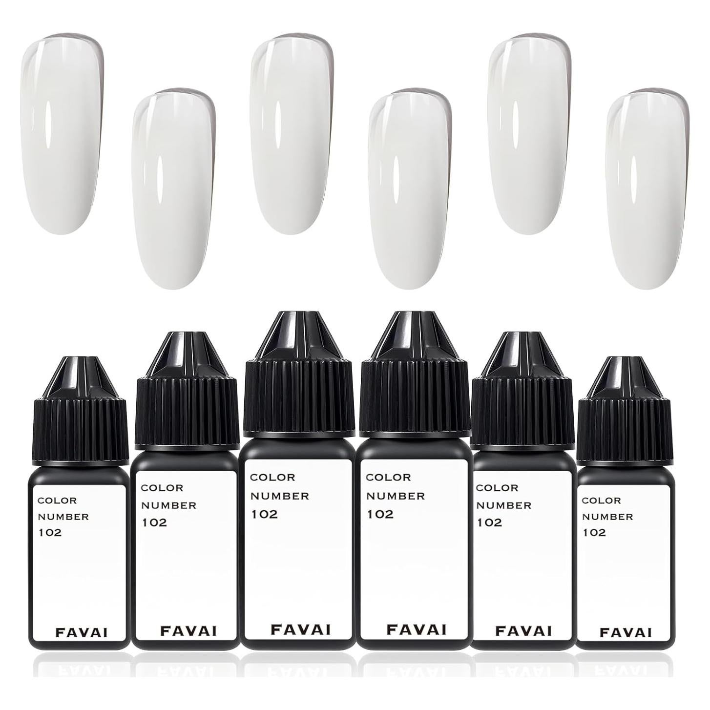 Set de Gel de Uñas Airbrush FAVAI Color Blanco 6x15ml