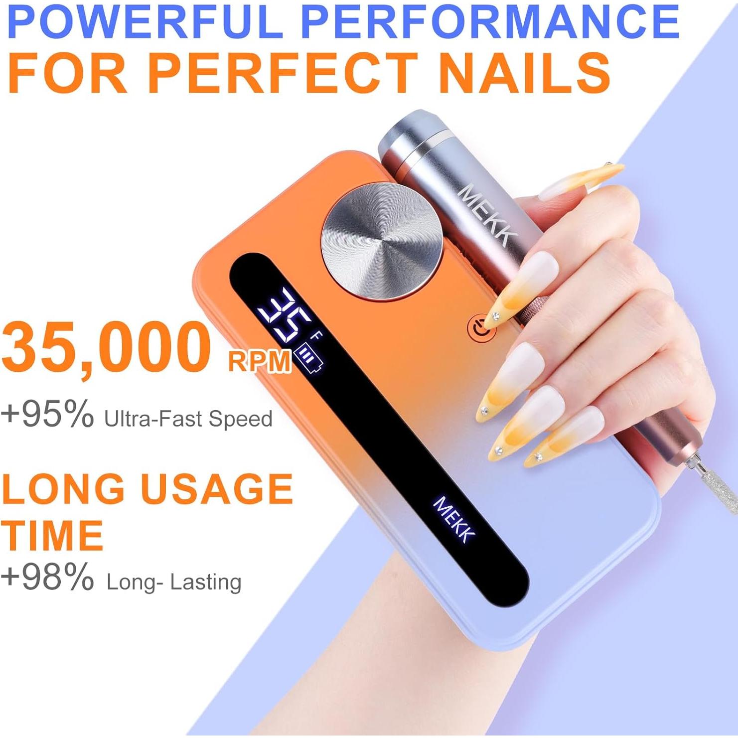 Taladro de Uñas Eléctrico MEKK 35000RPM con 12 Piezas