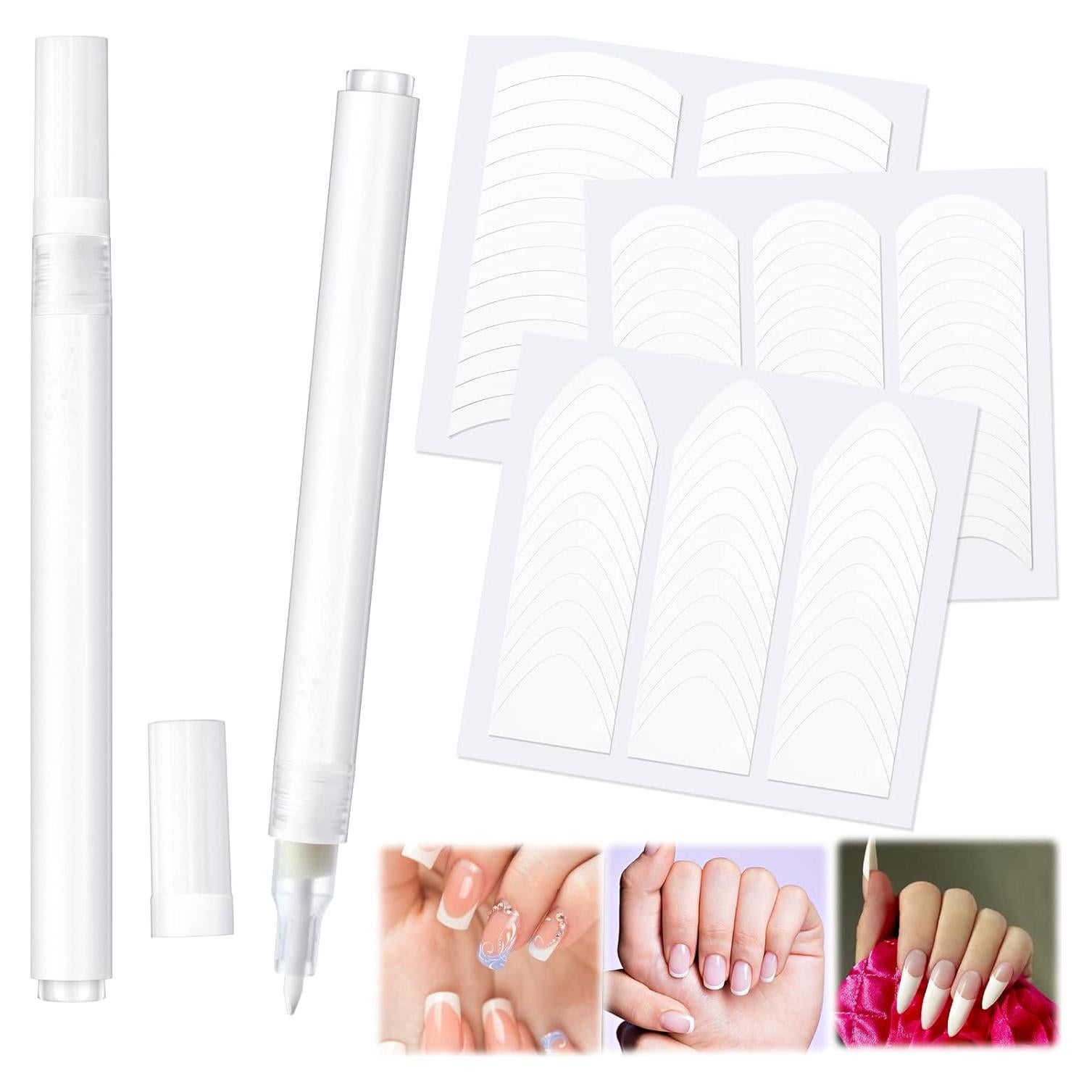 Kit de Manicura Francesa Dunzoom con 2 Bolígrafos y Pegatinas