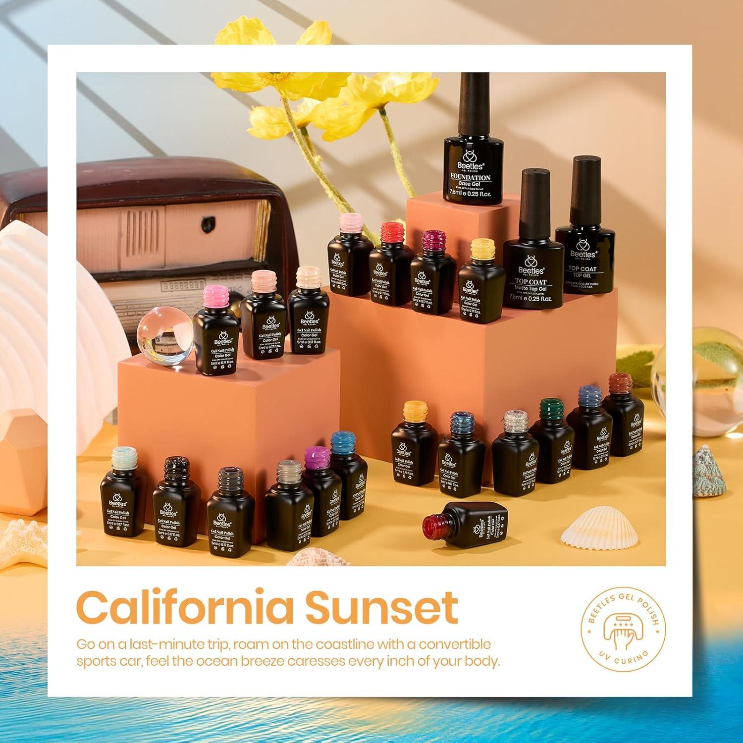 Set de Esmalte en Gel Beetles 20 Colores 5ml con Base y Top Coat