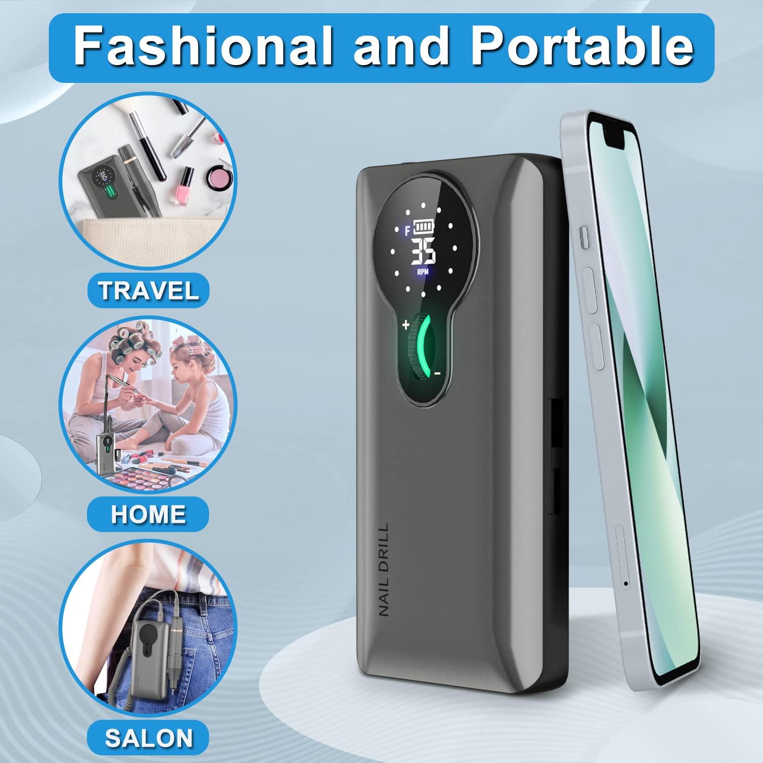 Taladro de Uñas Inalámbrico ENGERWALL 35000 RPM Plata Pro