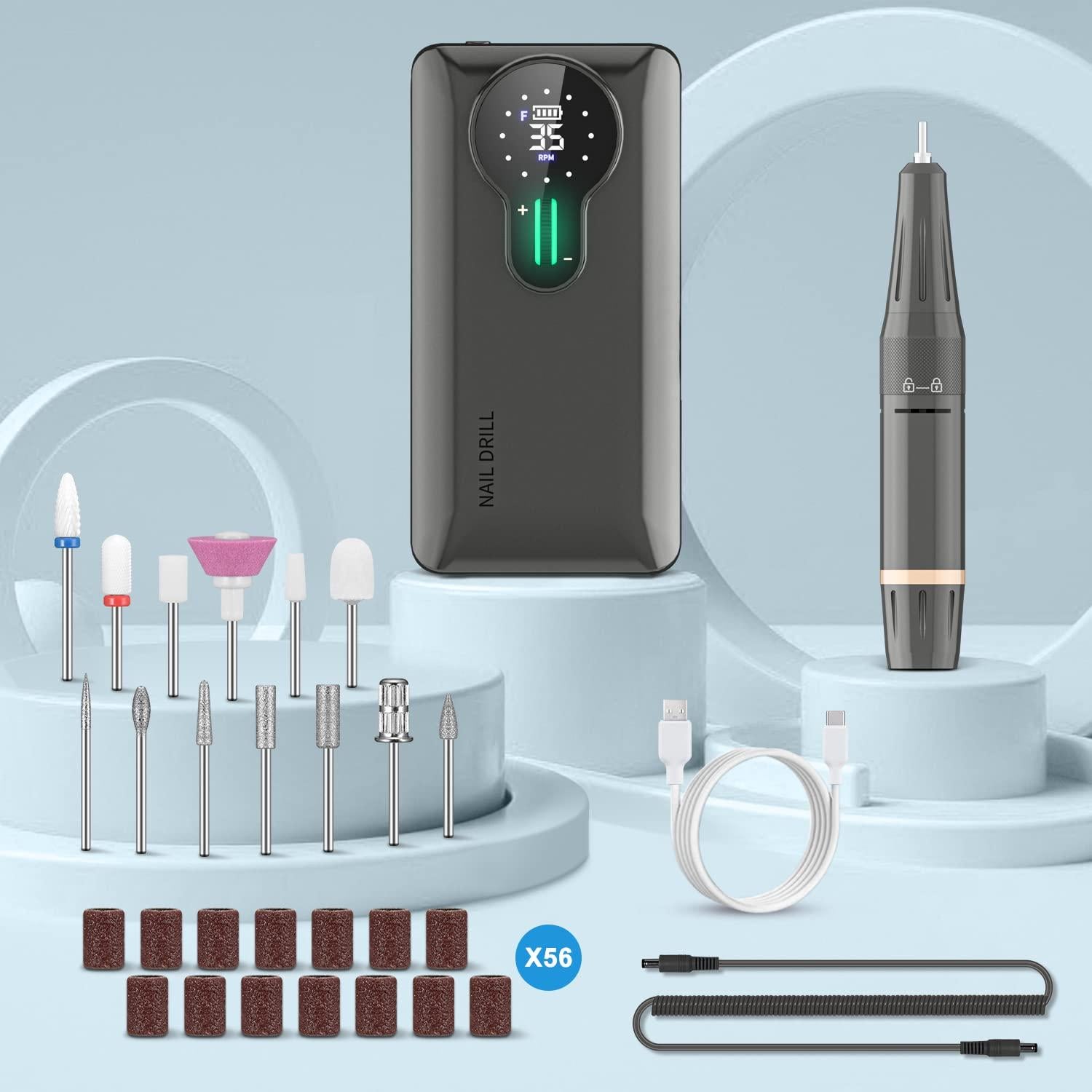 Taladro de Uñas Inalámbrico ENGERWALL 35000 RPM Plata Pro