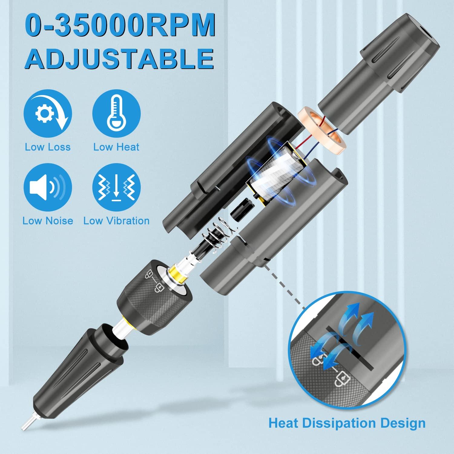 Taladro de Uñas Inalámbrico ENGERWALL 35000 RPM Plata Pro
