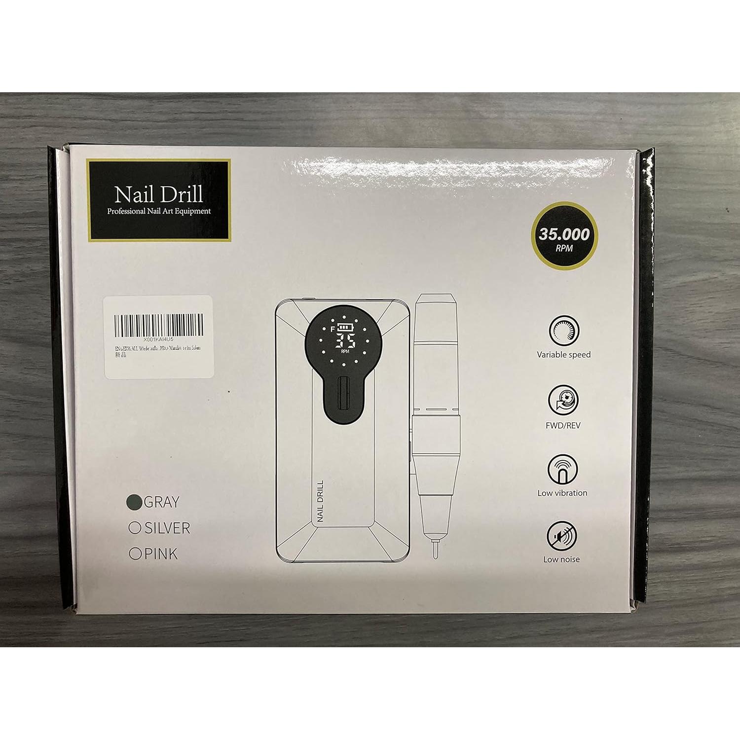 Taladro de Uñas Inalámbrico ENGERWALL 35000 RPM Plata Pro