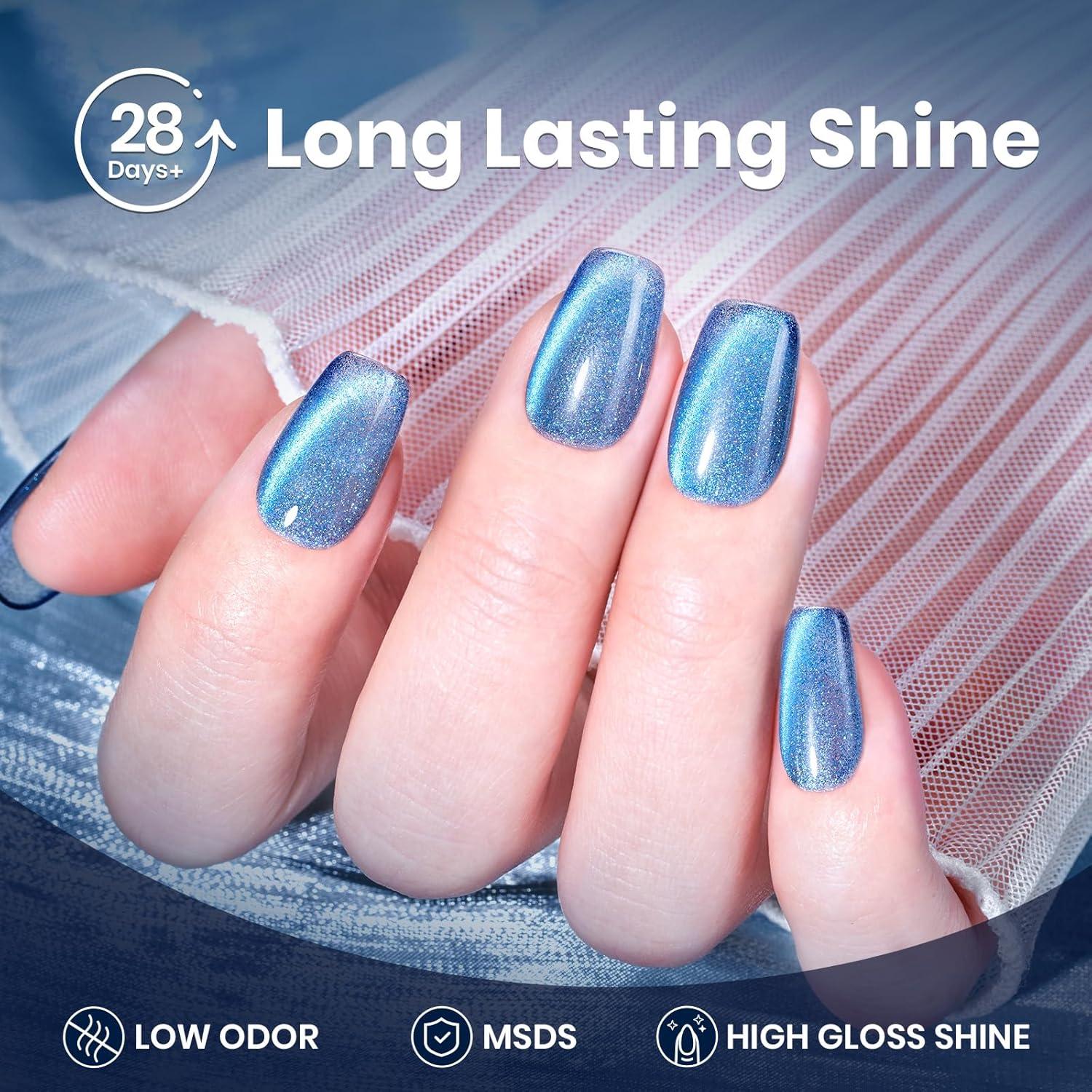 Gel de Uñas Ojo de Gato Beetles 15ML Azul Brillante 9D