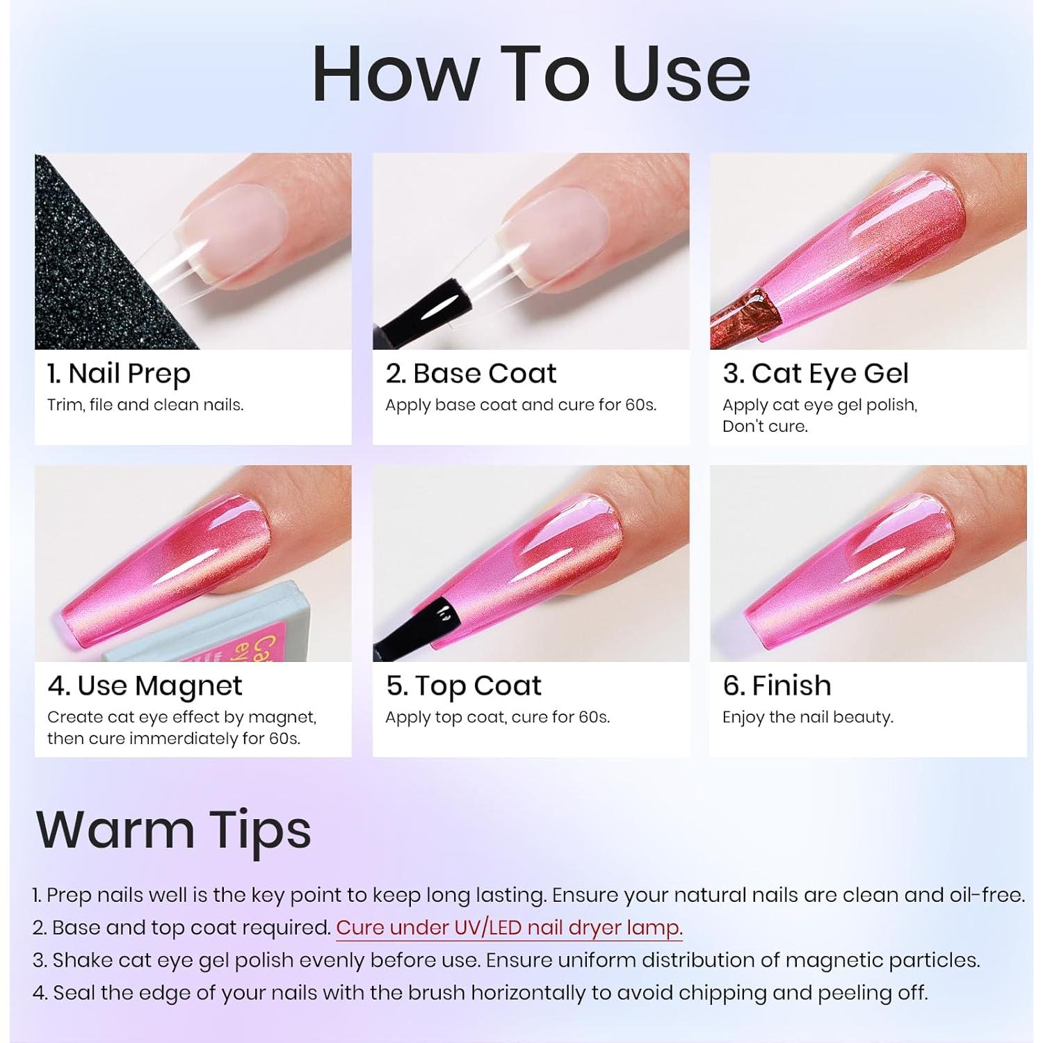 Set de Esmalte de Uñas Gel MIZHSE Efecto Ojo de Gato 8 Colores