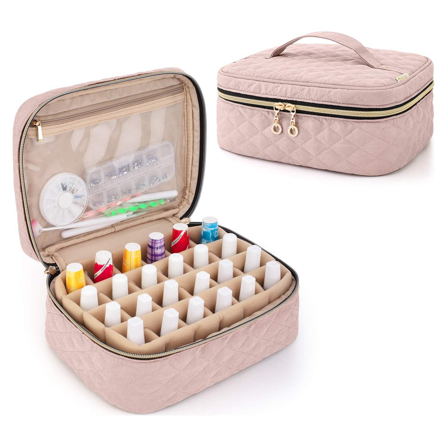 Bolsa de Transporte para Esmalte de Uñas YARWO Rosa 24 Botellas