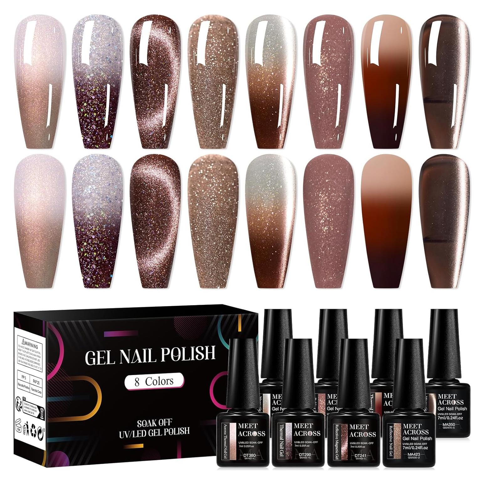 Juego de 8 Esmaltes de Uñas en Gel MEET ACROSS - Café Chocolate
