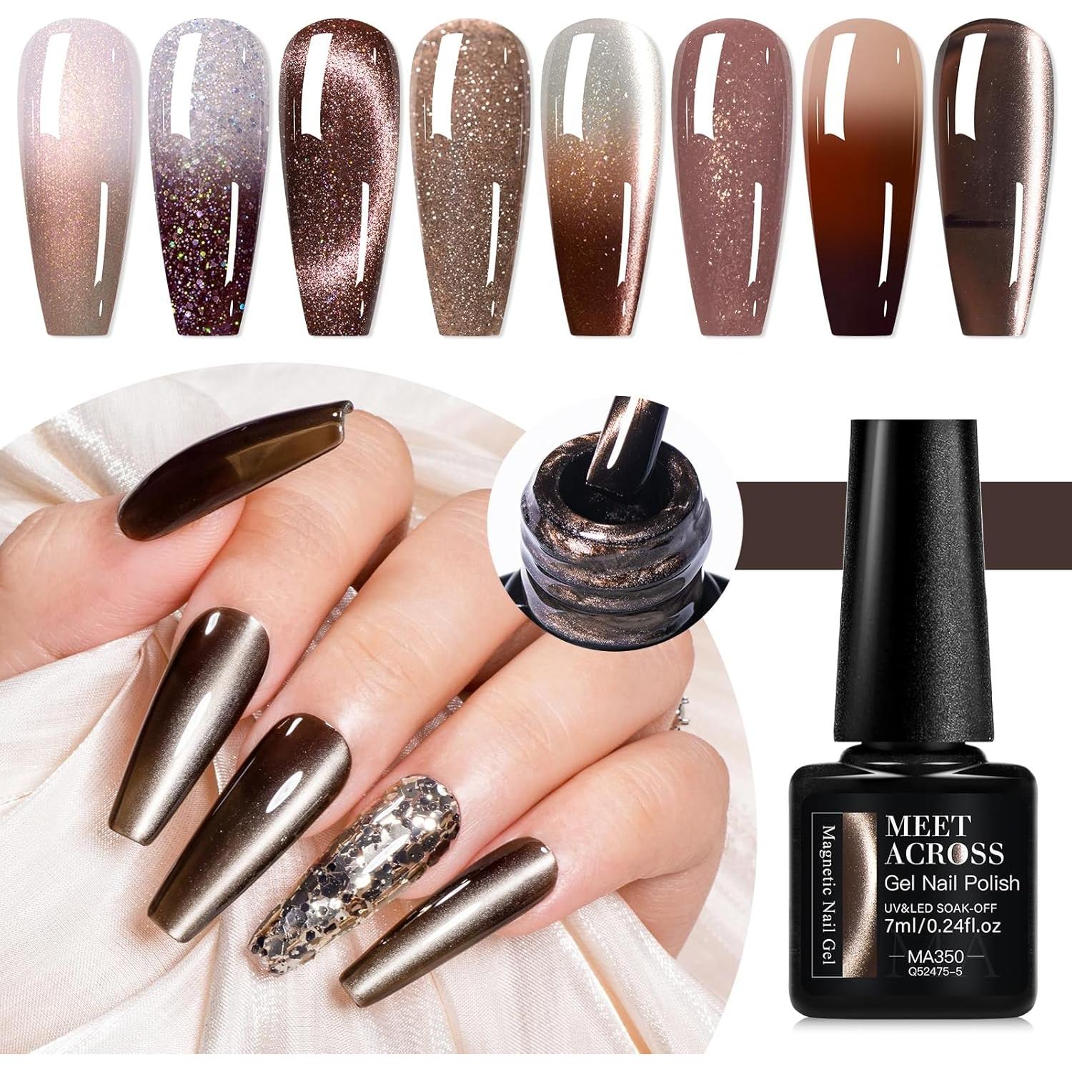 Juego de 8 Esmaltes de Uñas en Gel MEET ACROSS - Café Chocolate