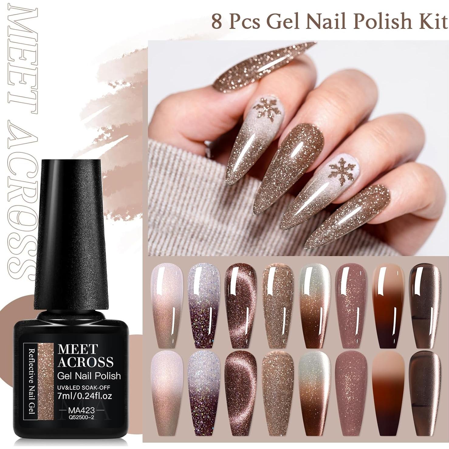 Juego de 8 Esmaltes de Uñas en Gel MEET ACROSS - Café Chocolate