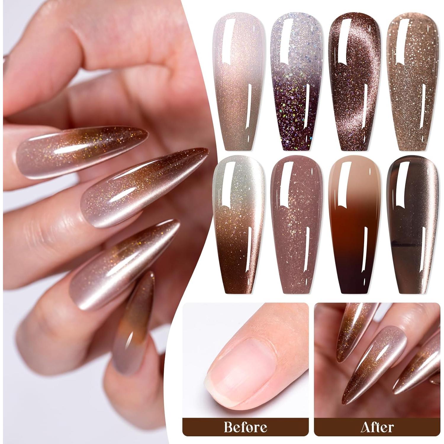 Juego de 8 Esmaltes de Uñas en Gel MEET ACROSS - Café Chocolate