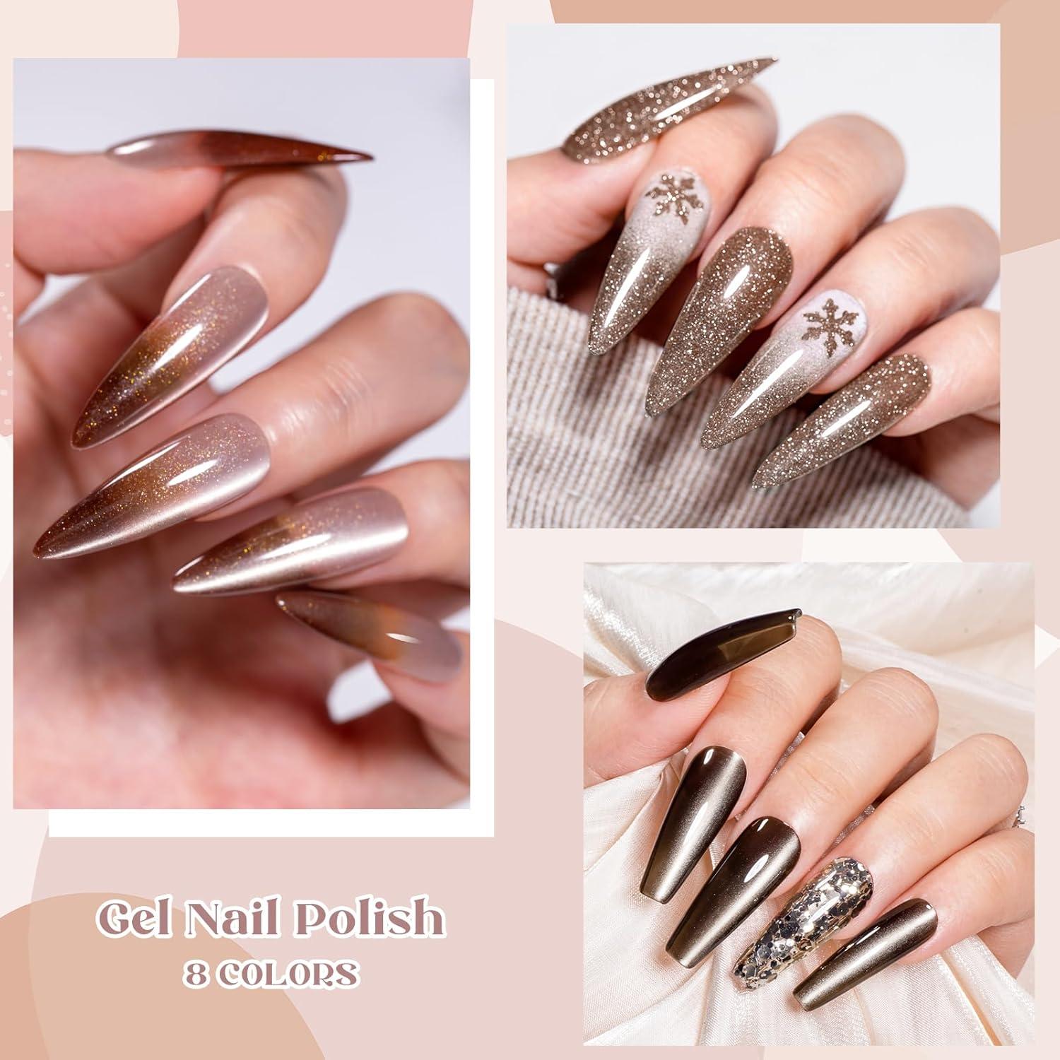 Juego de 8 Esmaltes de Uñas en Gel MEET ACROSS - Café Chocolate