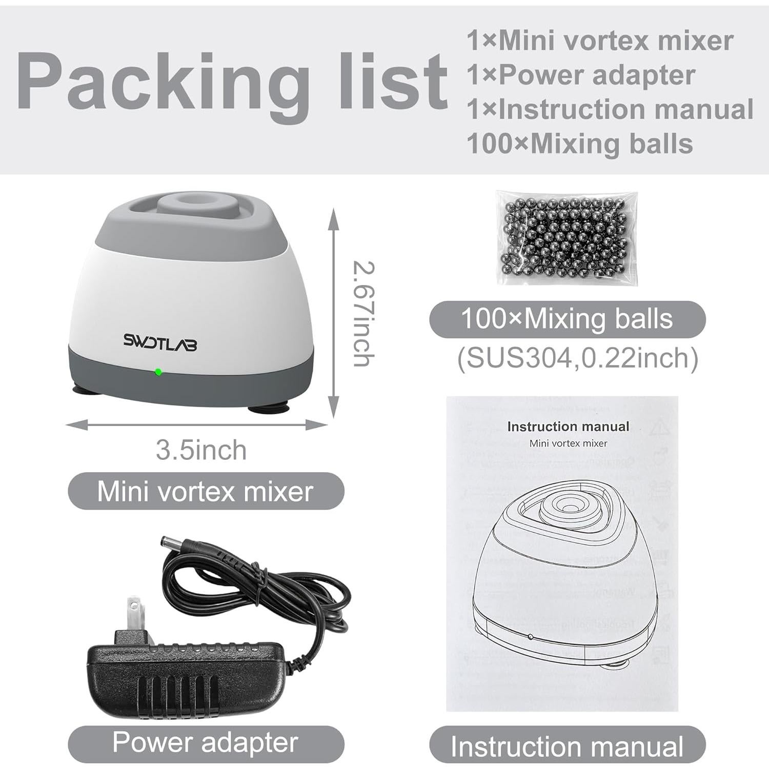 Mezclador Vortex Mini SWDTLAB 4000rpm Portátil para Pintura