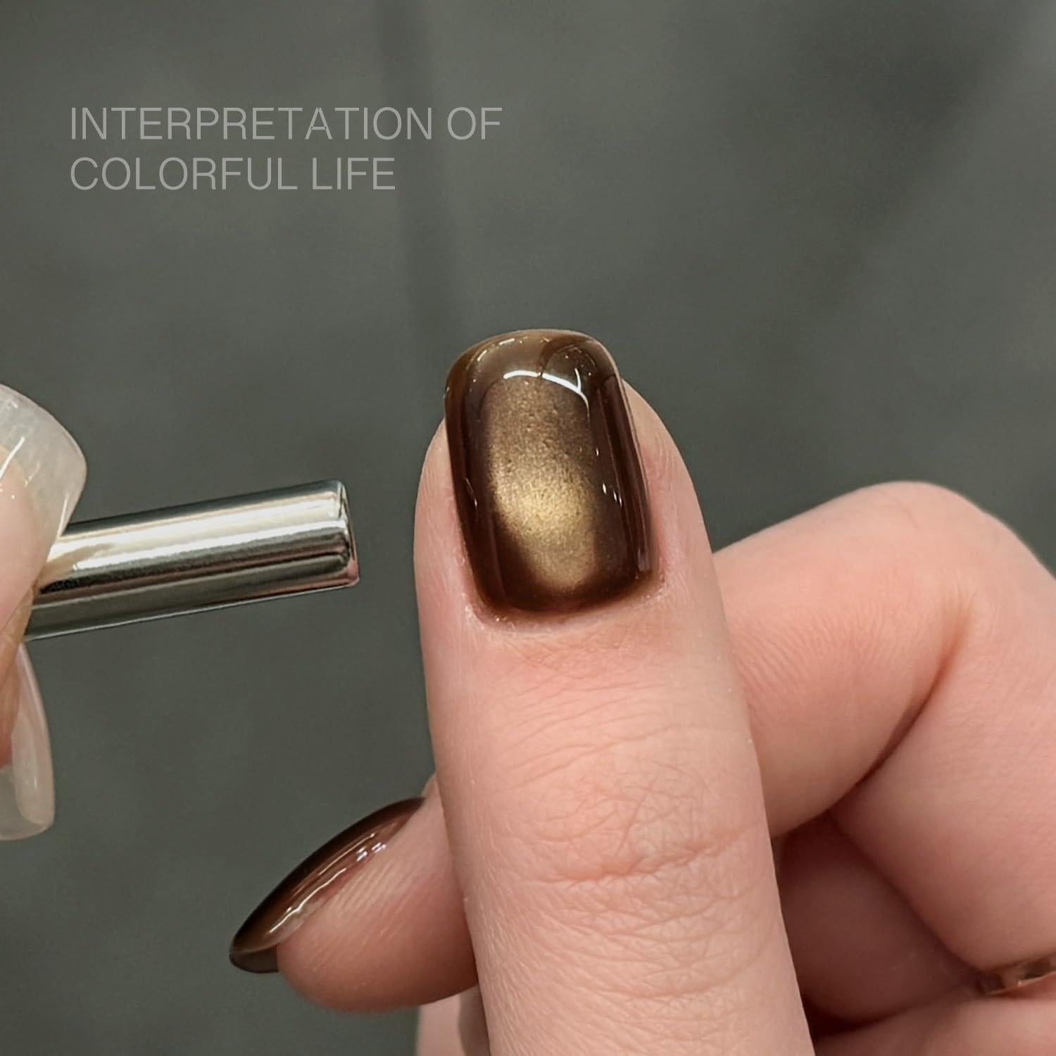 Gel de Uñas GAOY 16ml Color Café Brillante Efecto Ojo de Gato