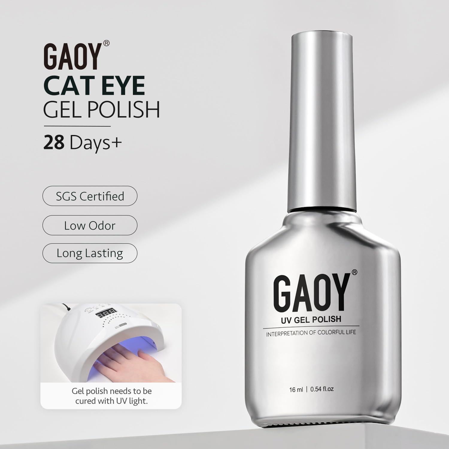 Gel de Uñas GAOY 16ml Color Café Brillante Efecto Ojo de Gato
