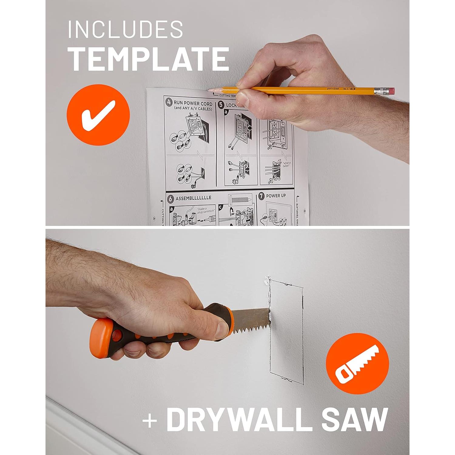 ECHOGEAR Ocultador de Cables para TV - Doble Toma AC Blanca