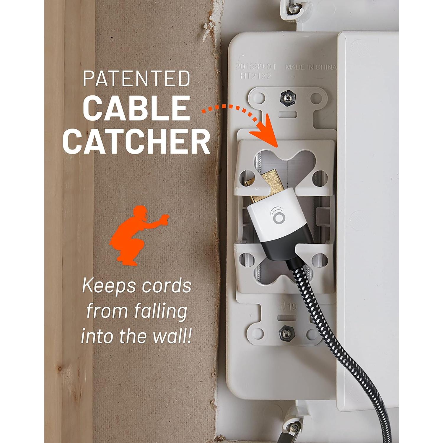 ECHOGEAR Ocultador de Cables para TV - Doble Toma AC Blanca