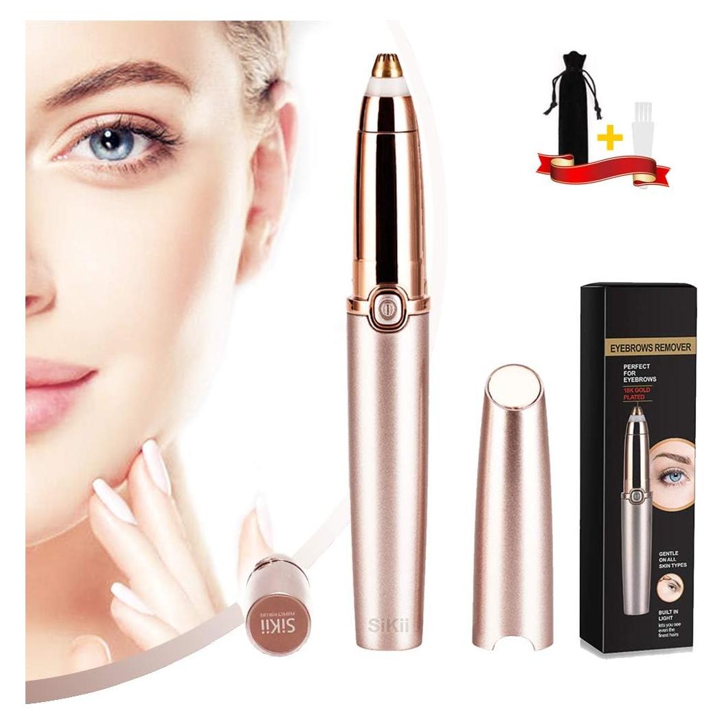 Removedor de Vello de Cejas SiKii Oro Rosa, Depilador Facial LED
