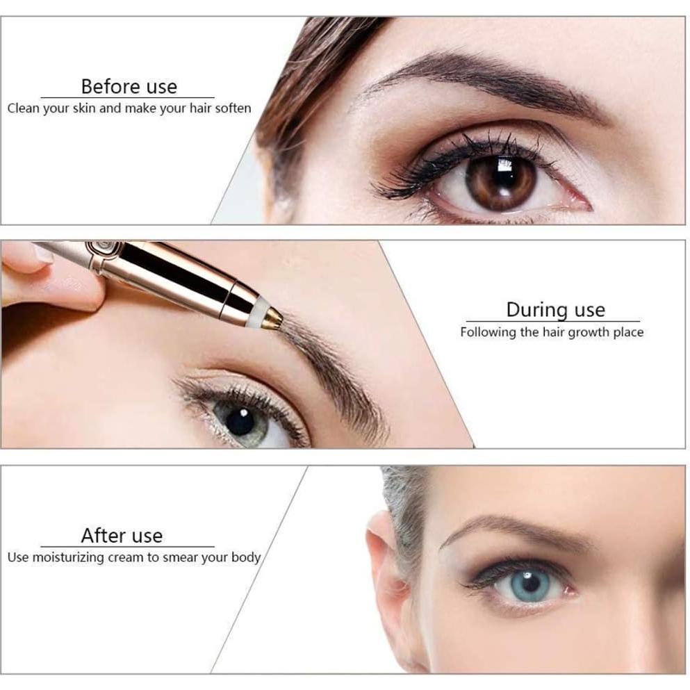 Removedor de Vello de Cejas SiKii Oro Rosa, Depilador Facial LED