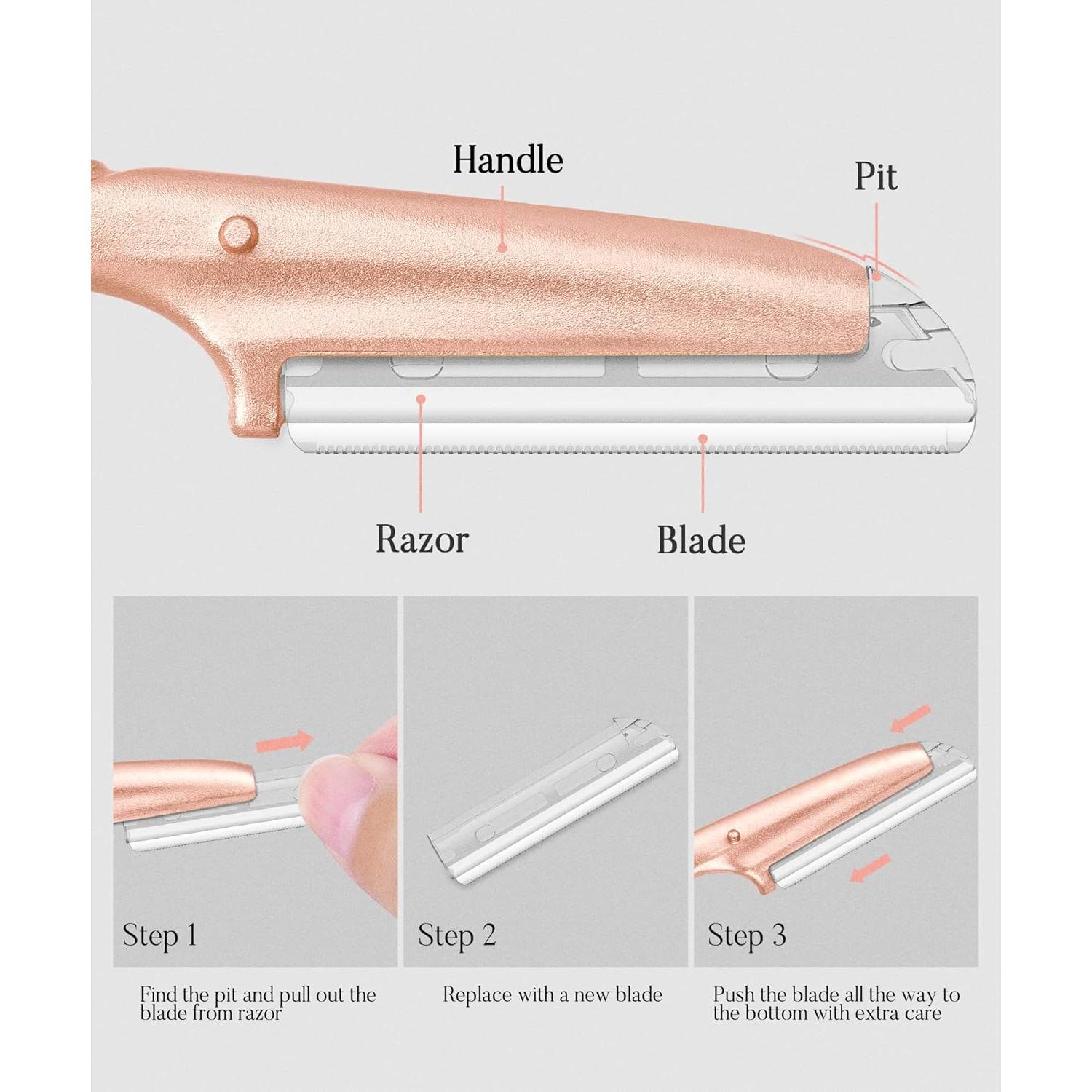 Cuchilla de Cejas ENNVA Oro Rosa con 7 Cuchillas Reemplazables