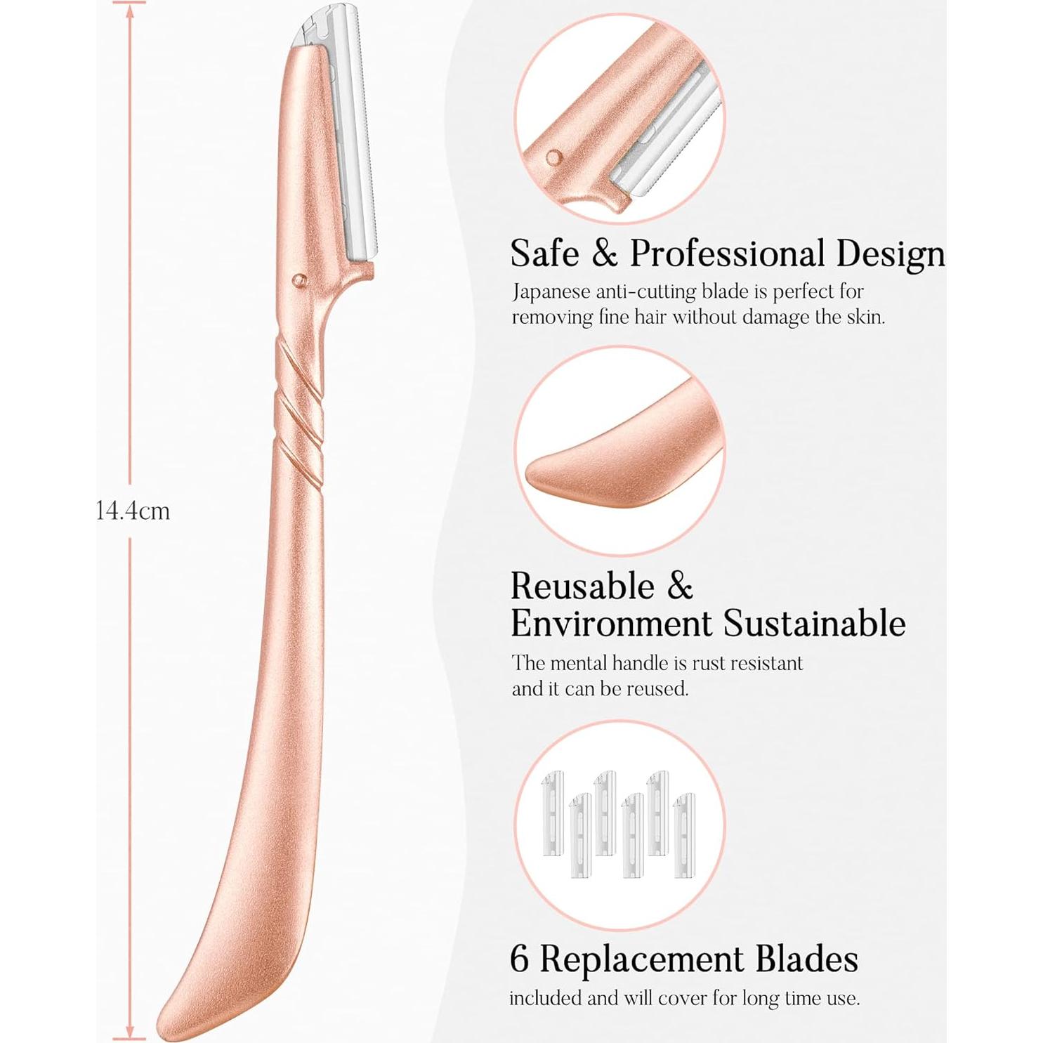 Cuchilla de Cejas ENNVA Oro Rosa con 7 Cuchillas Reemplazables