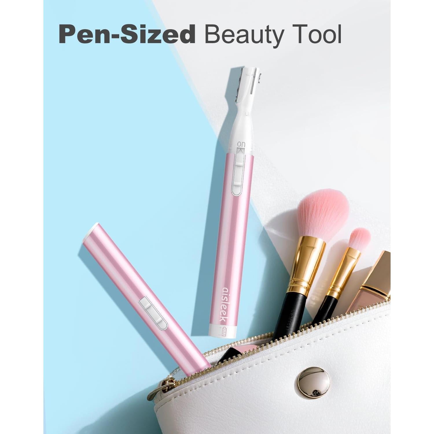 Recortador de Cejas Aisleek Rosa Compacto y Portátil