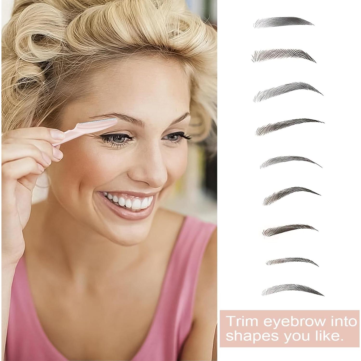 21 Navajas Faciales HFATMOS para Cejas y Exfoliación Rosa